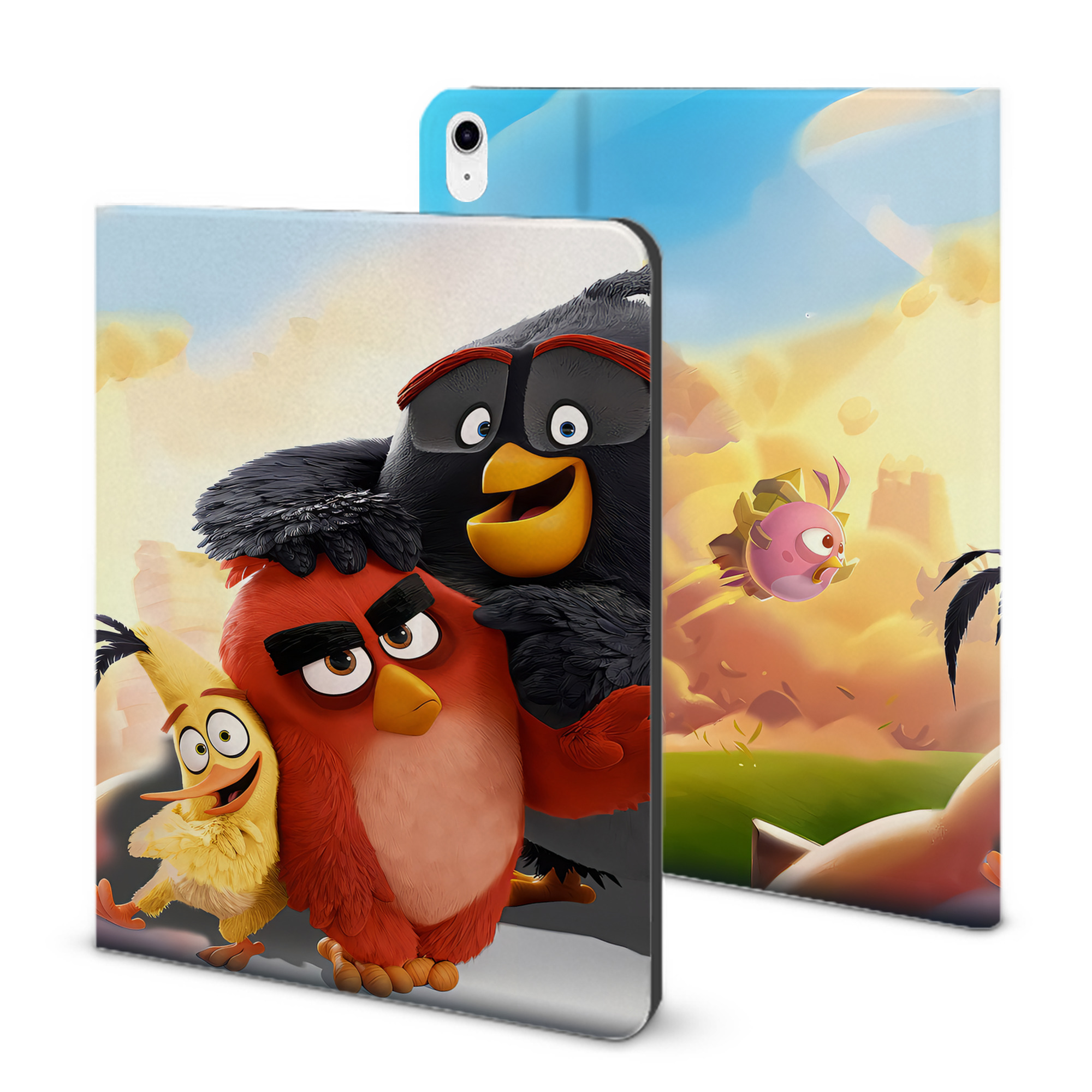 （画像用） Angry Birds アングリーバード IPad ケース ブック型 PUレザー TPU 耐衝撃 軽量 薄型 ペン収納なし 全面保護 IPad 各モデル対応